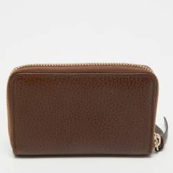Pre Owned Gucci Brown Leather Swing Zip Around Wallet