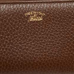 Pre Owned Gucci Brown Leather Swing Zip Around Wallet