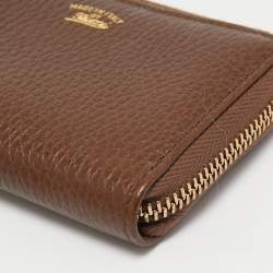 Pre Owned Gucci Brown Leather Swing Zip Around Wallet