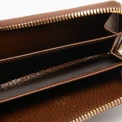 Pre Owned Gucci Brown Leather Swing Zip Around Wallet