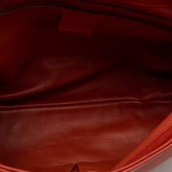 Pre Owned Gucci Orange Leather Braided Bamboo Flap Shoulder Bag