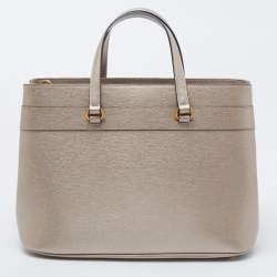 Pre Owned Gucci Metallic Leather Medium Bright Bit Tote