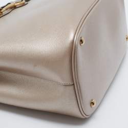 Pre Owned Gucci Metallic Leather Medium Bright Bit Tote
