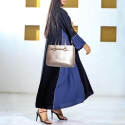 Pre Owned Gucci Metallic Leather Medium Bright Bit Tote