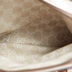 Pre Owned Gucci Metallic Leather Medium Bright Bit Tote