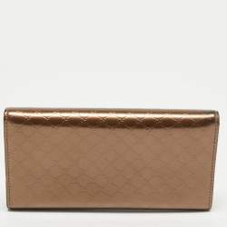 Gucci Metallic Brown Microguccisima Patent Leather Lovely Heart Continental Wallet