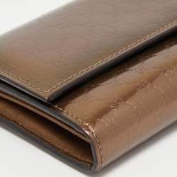 Gucci Metallic Brown Microguccisima Patent Leather Lovely Heart Continental Wallet