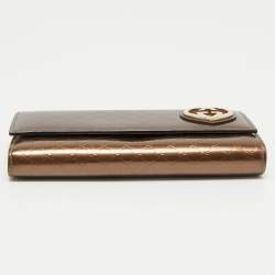 Gucci Metallic Brown Microguccisima Patent Leather Lovely Heart Continental Wallet