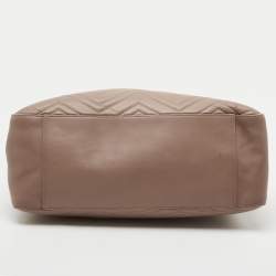 Pre Owned Gucci Dusty Pink Matelassé Leather Medium GG Marmont Chain Tote