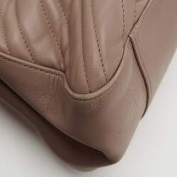 Pre Owned Gucci Dusty Pink Matelassé Leather Medium GG Marmont Chain Tote