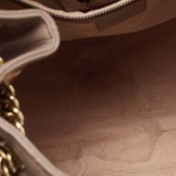 Pre Owned Gucci Dusty Pink Matelassé Leather Medium GG Marmont Chain Tote