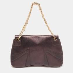 Pre Owned Gucci Purple Leather Limited Edition Tom Ford Dragon Shoulder Bag