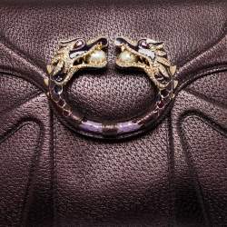 Pre Owned Gucci Purple Leather Limited Edition Tom Ford Dragon Shoulder Bag