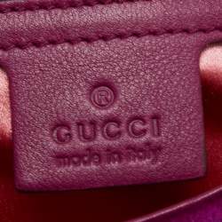 Pre Owned Gucci Purple Love Embroidered Matelassé Velvet Medium GG Marmont Shoulder Bag