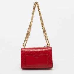 Pre Owned Gucci Red Guccissima Leather Small Padlock Shoulder Bag