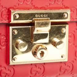 Pre Owned Gucci Red Guccissima Leather Small Padlock Shoulder Bag