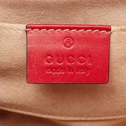 Pre Owned Gucci Red Guccissima Leather Small Padlock Shoulder Bag