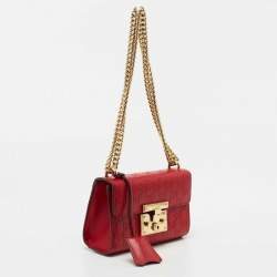Pre Owned Gucci Red Guccissima Leather Small Padlock Shoulder Bag