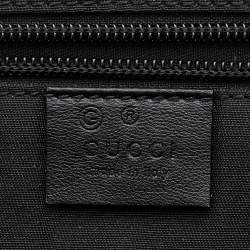 Pre Owned Gucci Black Horsebit Embossed Leather Large Tote