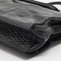 Pre Owned Gucci Black Horsebit Embossed Leather Large Tote