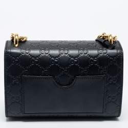 Pre Owned Gucci Black Guccissima Leather Small Padlock Shoulder Bag
