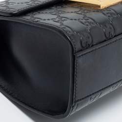 Pre Owned Gucci Black Guccissima Leather Small Padlock Shoulder Bag