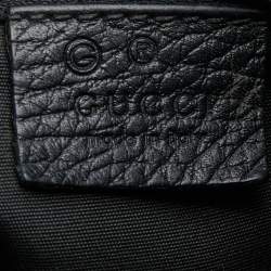 Pre Owned Gucci Black GG Nylon and Leather Medium Abbey D Ring Hobo