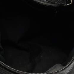 Pre Owned Gucci Black GG Nylon and Leather Medium Abbey D Ring Hobo