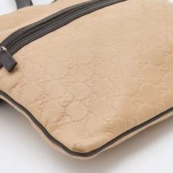Pre Owned Gucci Beige/Brown Guccissima Leather Medium Flat Messenger Bag