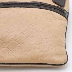 Pre Owned Gucci Beige/Brown Guccissima Leather Medium Flat Messenger Bag