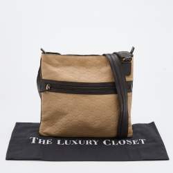Pre Owned Gucci Beige/Brown Guccissima Leather Medium Flat Messenger Bag