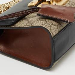 Gucci Black/Beige GG Supreme Canvas and Leather Small Padlock Shoulder Bag