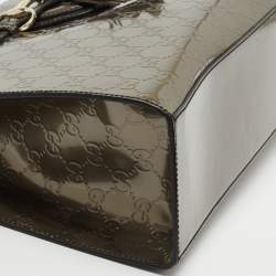 Pre Owned Gucci Dark Grey Guccissima Patent Leather Large Emily Chain Shoulder Bag
