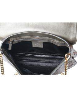 Pre Owned Gucci Bronze Snakeskin Leather Vintage GG Logo Shoulder Bag 