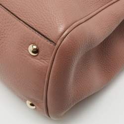 Pre Owned Gucci Dusty Pink Leather Medium Bamboo Shopper Tote