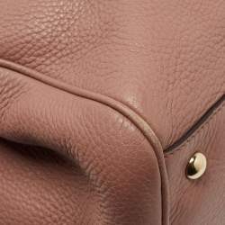 Pre Owned Gucci Dusty Pink Leather Medium Bamboo Shopper Tote