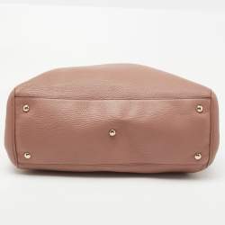 Pre Owned Gucci Dusty Pink Leather Medium Bamboo Shopper Tote