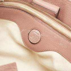 Pre Owned Gucci Dusty Pink Leather Medium Bamboo Shopper Tote