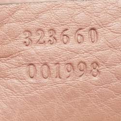 Pre Owned Gucci Dusty Pink Leather Medium Bamboo Shopper Tote