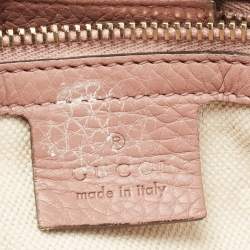 Pre Owned Gucci Dusty Pink Leather Medium Bamboo Shopper Tote