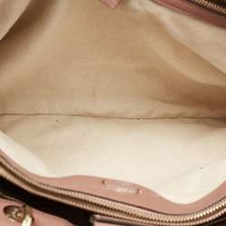 Pre Owned Gucci Dusty Pink Leather Medium Bamboo Shopper Tote