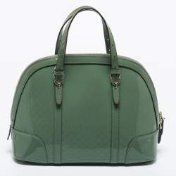 Pre Owned Gucci Green Microguccissima Patent Leather Nice Dome Satchel