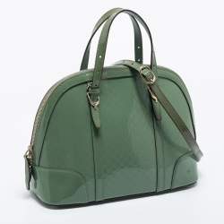 Pre Owned Gucci Green Microguccissima Patent Leather Nice Dome Satchel