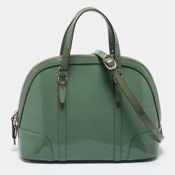 Pre Owned Gucci Green Microguccissima Patent Leather Nice Dome Satchel