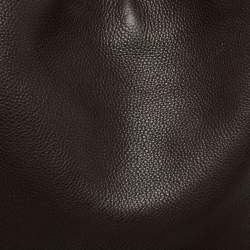 Pre Owned Gucci Dark Brown Leather Web Shoulder Bag