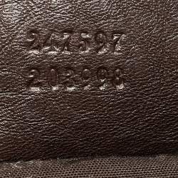 Pre Owned Gucci Dark Brown Leather Web Shoulder Bag