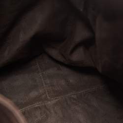 Pre Owned Gucci Dark Brown Leather Web Shoulder Bag