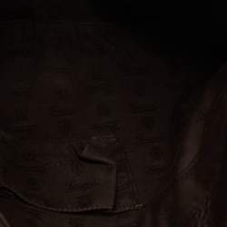 Pre Owned Gucci Dark Brown Leather Web Shoulder Bag