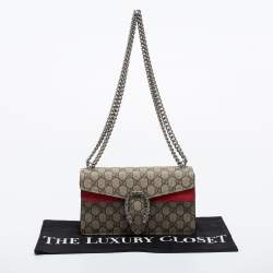 Pre Owned Gucci Beige GG Supreme Canvas and Suede Dionysus Shoulder Bag