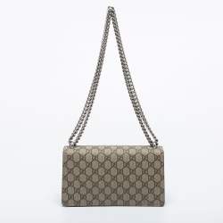 Pre Owned Gucci Beige GG Supreme Canvas and Suede Dionysus Shoulder Bag